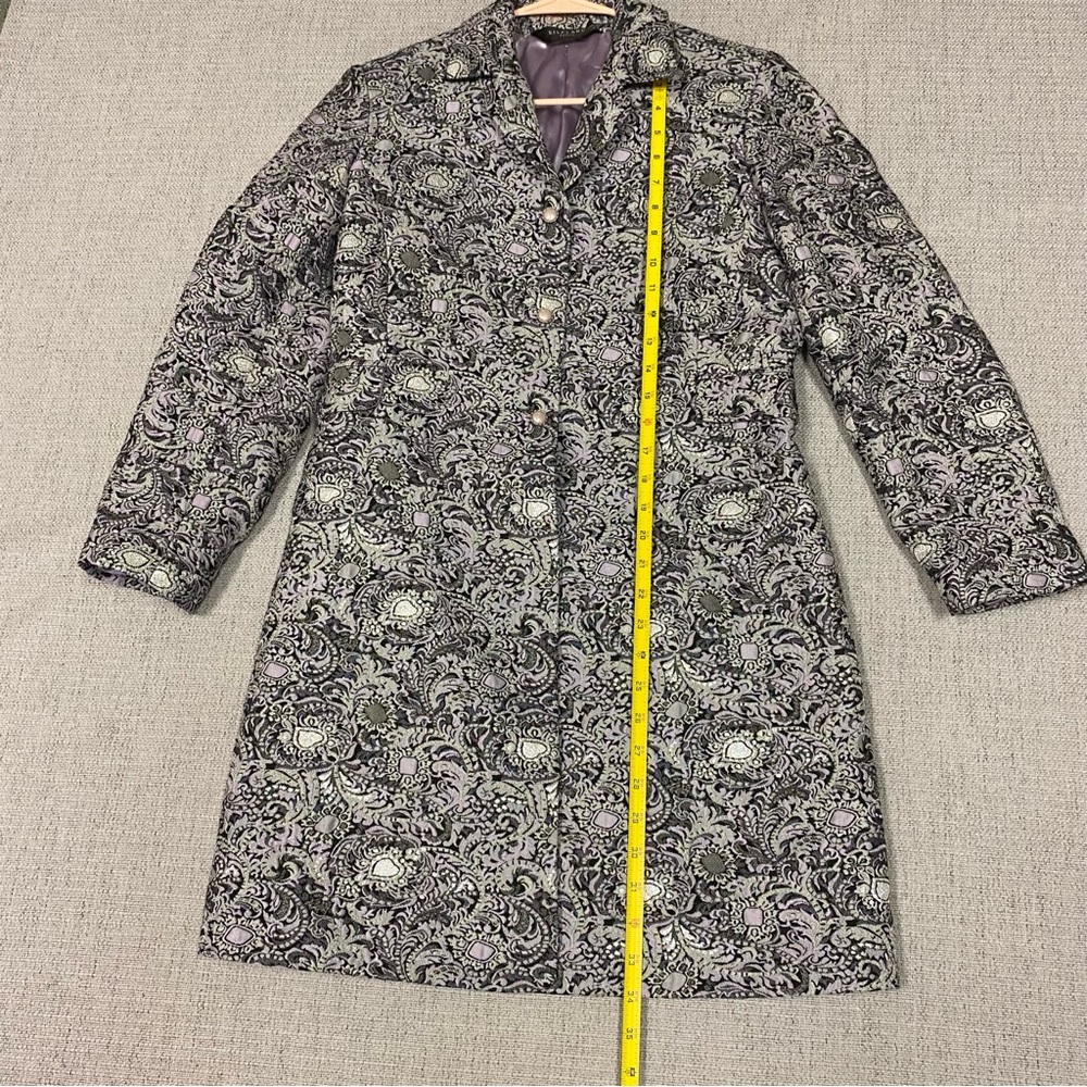 SilkLand Silver and Purple Trench Coat with Classic Silhouette - Picture 5 of 10